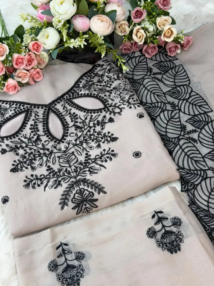 Embroidered Kurta with Palazzo & Dupatta 4-Piece For Women - Shopemart 1