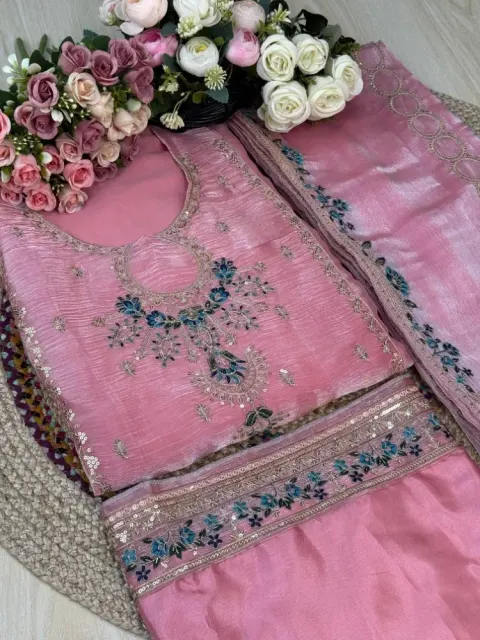 Premium Embroidered Jimmy Chu Georgette 4-Piece Set for Women - Shopemart 1
