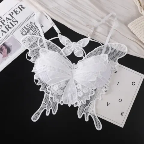 White Butterfly Wear Bra – Elegant Lace Butterfly Design Bra for Women
