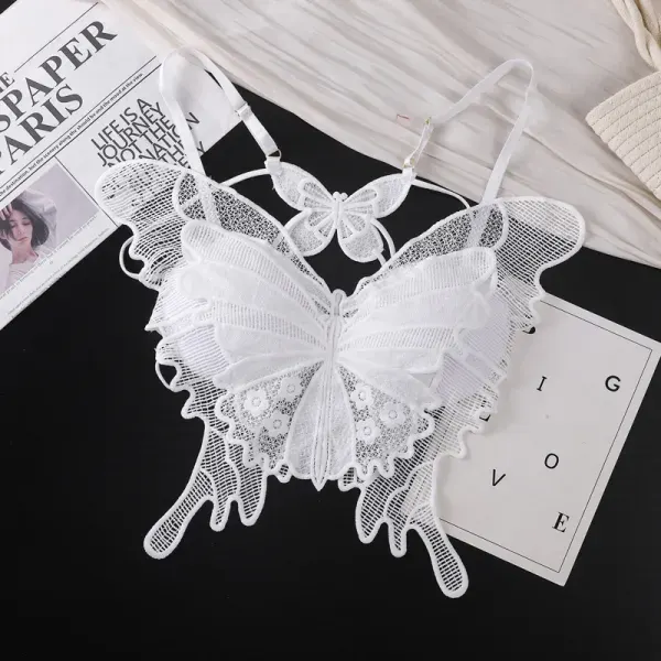 White Butterfly Wear Bra – Elegant Lace Butterfly Design Bra for Women