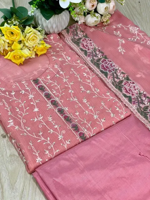 Premium Embroidered Shiffon Georgette 4-Piece For Women - Shopemart 1