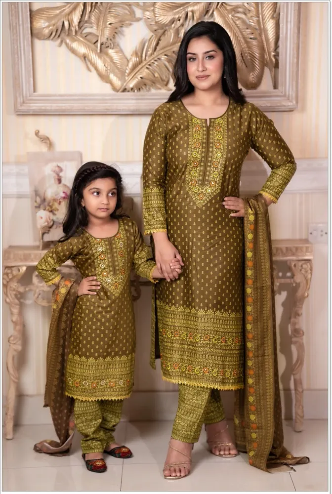 Mom & Daughter Matching Premium Cotton Three Piece Set - Shopemart