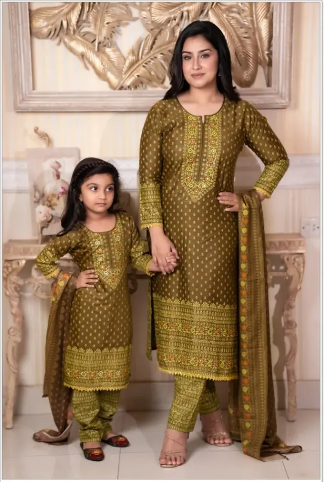 Mom & Daughter Matching Premium Cotton Three Piece Set - Shopemart