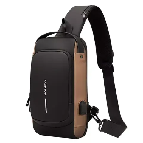 Waterproof Anti-Theft Crossbody Bag - Brown