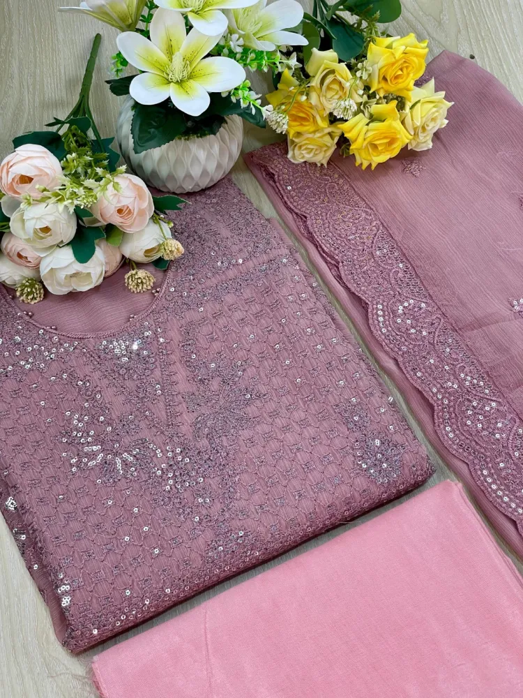Premium Embroidered Shiffon Georgette 4-Piece For Women - Shopemart 1
