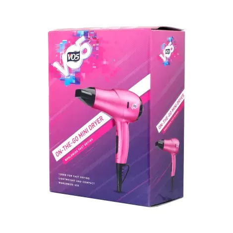 VO5 On-The-Go 1200W Mini Hair Dryer Pink 2500 — VO5 hair care product