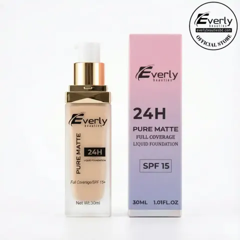 Everly Beauties Pure Matte Full Coverage Liquid Foundation with SPF 15+ — Everly Beauties
