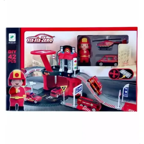 Fire Station Car Park Lot Toy Set
