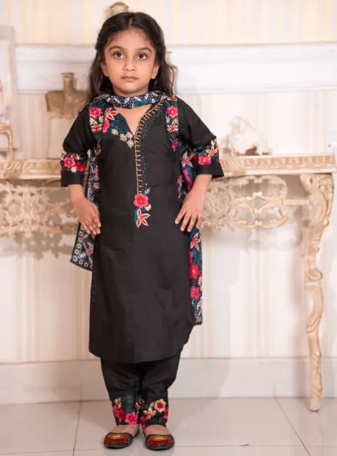 Baby Girl 3-Piece Salwar Kameez Set with Dupatta - Shopemart 1