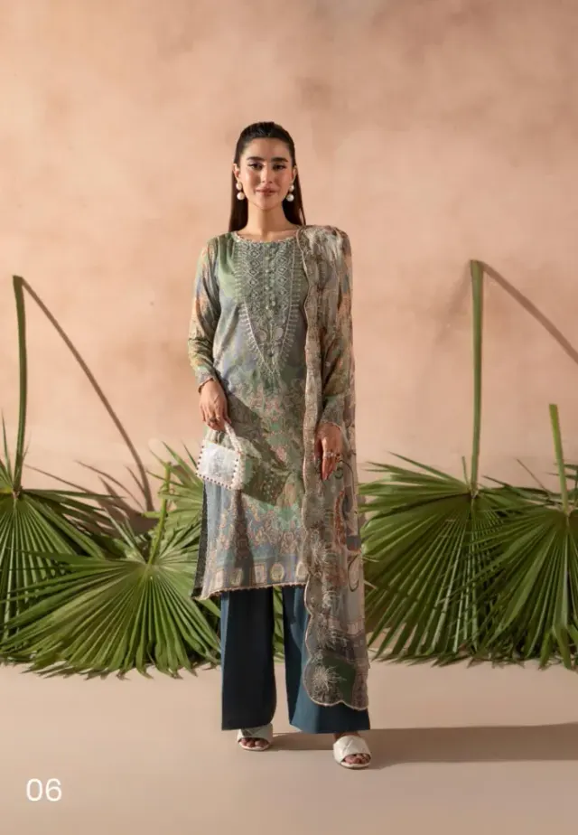 GullJee Rang Pasand Embroidery Lawn - Shopemart 1
