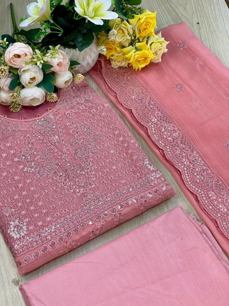 Premium Embroidered Shiffon Georgette 4-Piece For Woment - Shopemart 1