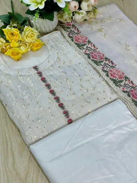 Premium Embroidered Shiffon Georgette 4-Piece For Woment - Shopemart 1