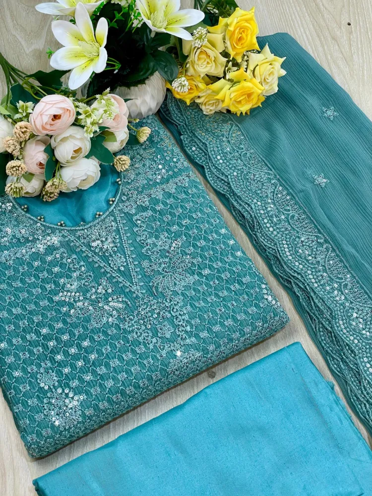 Premium Embroidered Shiffon Georgette 4-Piece For Women - Shopemart 1