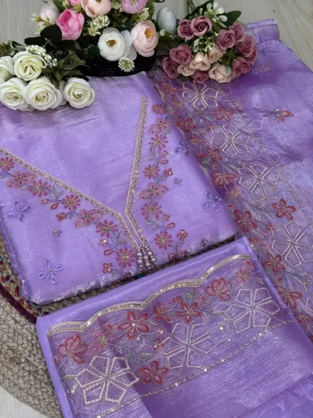Premium Embroidered Jimmy Chu Georgette 4-Piece Set for Women - Shopemart 1