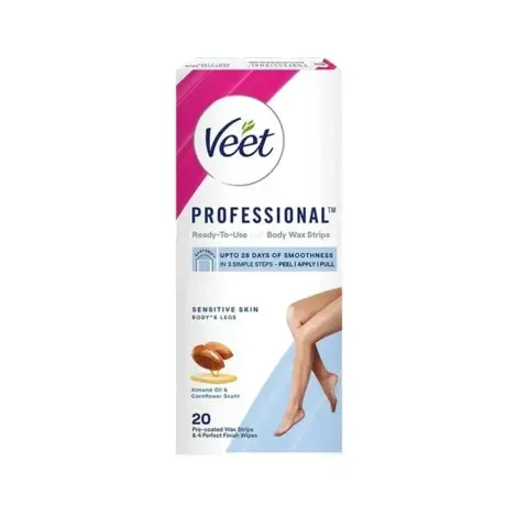 Veet Professional Almond Oil & Cornflower Scent Sensitive Skin Wax 20 Strips — VEET skincare patch / strip