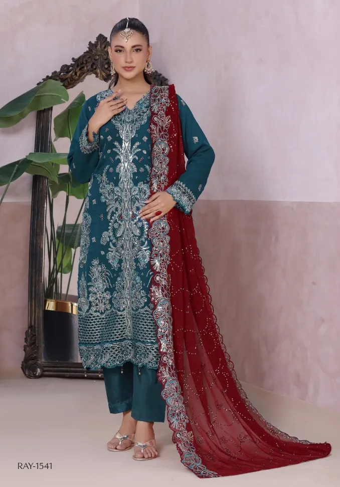 MAHJABEEN – Premium Shifoon Semi-Stitched Collection - Shopemart 1