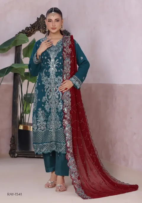 MAHJABEEN – Premium Shifoon Semi-Stitched Collection - Shopemart 1