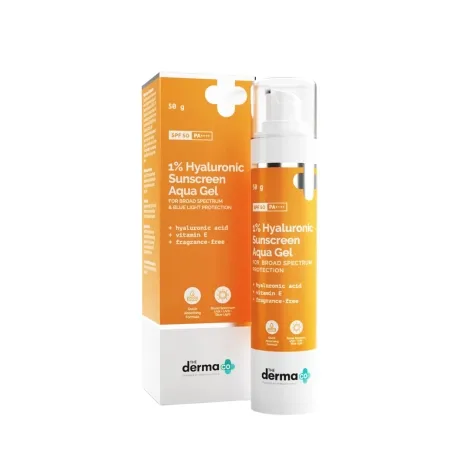 The Derma Co 1% Hyaluronic Sunscreen Aqua Gel SPF 50 PA++++ 50g – Broad Spectrum Sunscreen