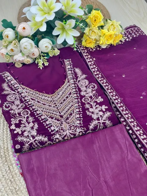 Premium Embroidered Shiffon Georgette 4-Piece For Women - Shopemart 1