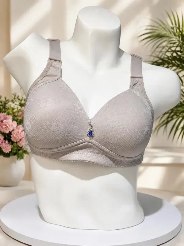 Biscuit Front Closure Full Coverage Wide Strap Comfort Bra