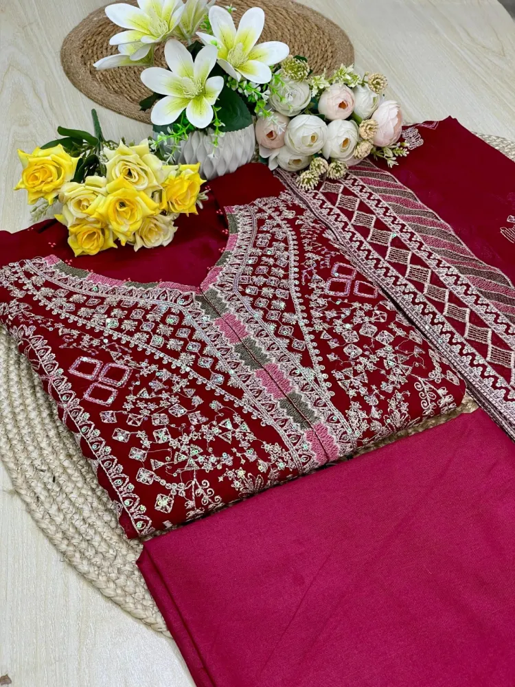 Premium Embroidered Shiffon Georgette 4-Piece For Women AR-527 DR