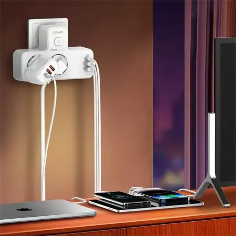 LDNIO SE2337 Colokan Steker Cabang 2 Outlet 3 USB 20W LED Night Lamp — LDNIO