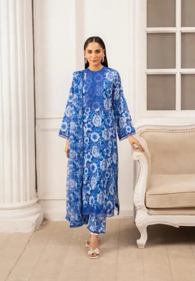 Gulljee Ziva Embroidered Digital Printed Lawn - Shopemart 1