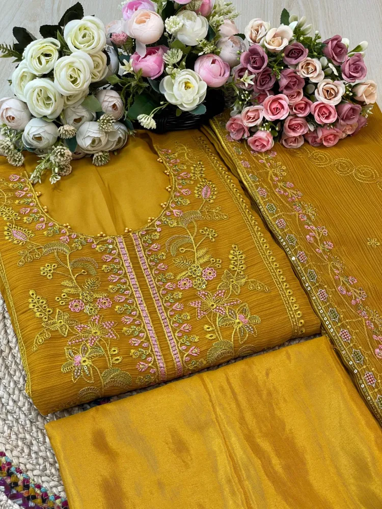 Premium Embroidered Shiffon Georgette 4-Piece For Women - Shopemart 1