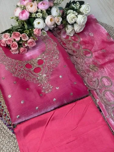 Premium Embroidered Jimmy Chu Georgette 4-Piece Set for Women - Shopemart 1