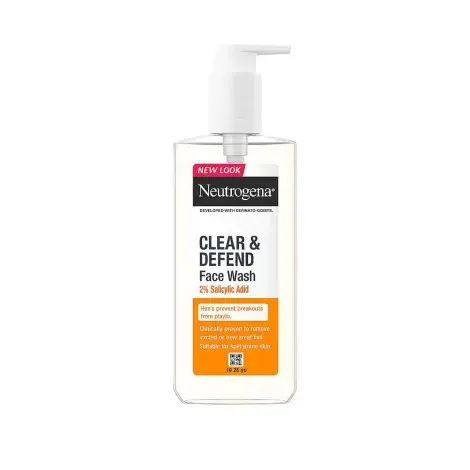Neutrogena Clear & Defend 2% Salicylic Acid Face Wash 200ml — NEUTROGENA face serum