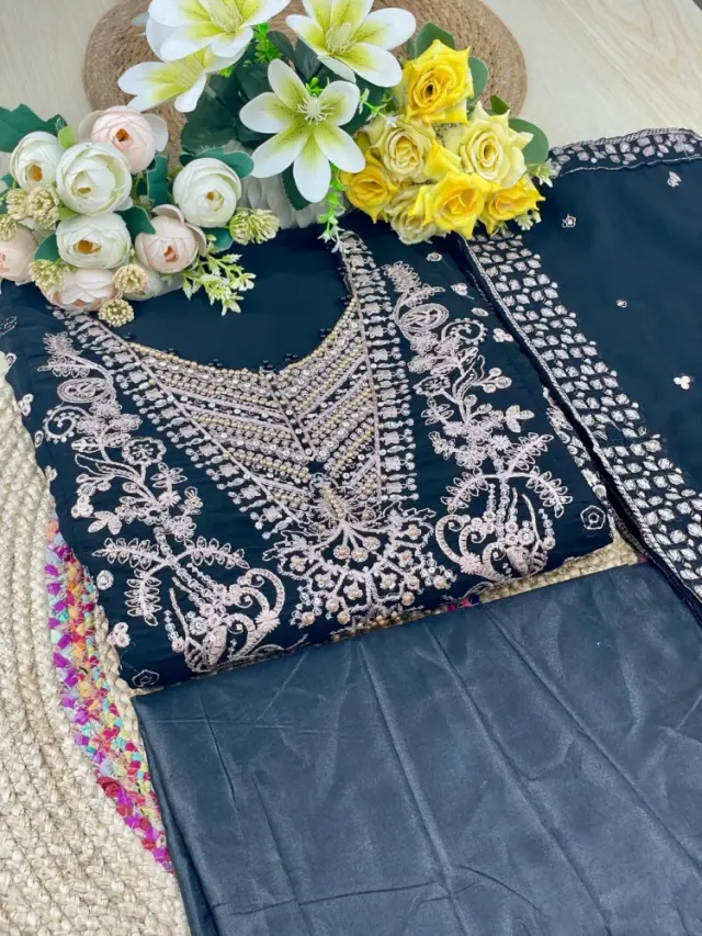 Premium Embroidered Shiffon Georgette 4-Piece For Women - Shopemart 1
