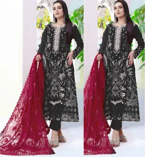 Georgette Semi Stitched Salwar Suit - Shopemart 1