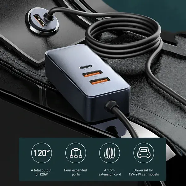 Baseus Share Together Multiport Fast Car Charger 2U+2C 120W — Baseus