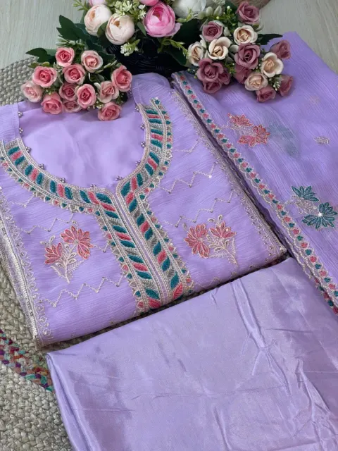 Premium Embroidered Shiffon Georgette 4-Piece For Women - Shopemart 1