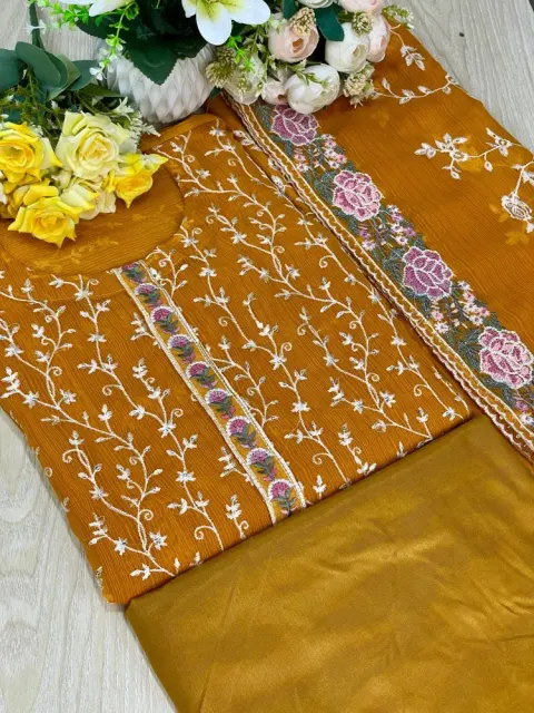 Premium Embroidered Shiffon Georgette 4-Piece For Women - Shopemart 1
