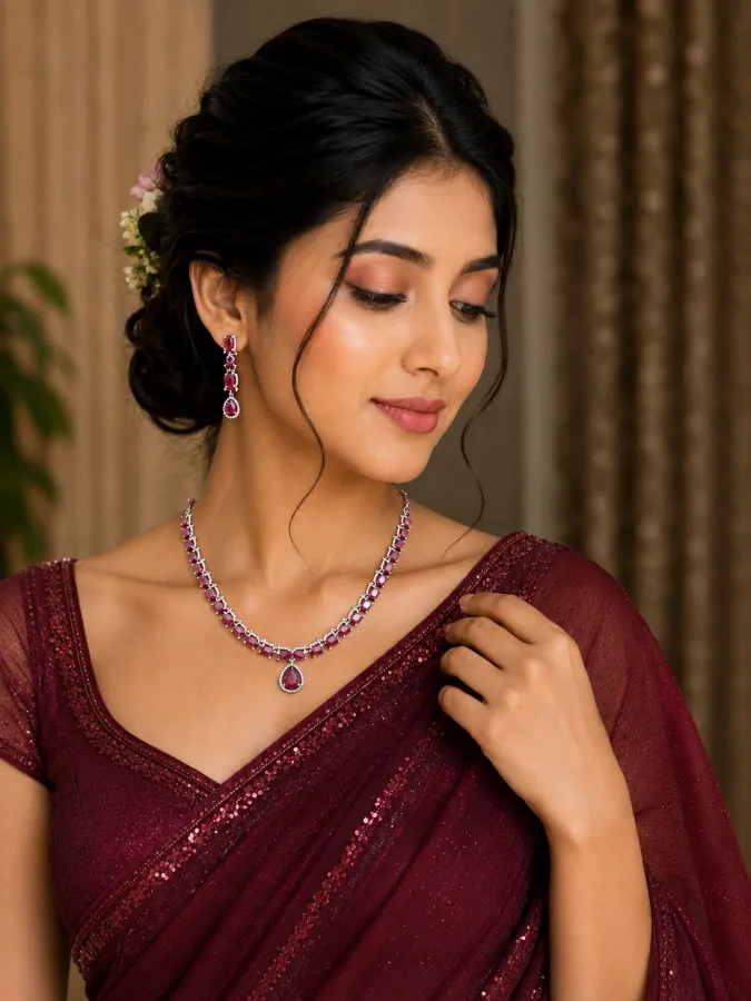 Elegant Diamond Cut Necklace Set - Shopemart