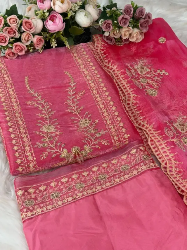 Premium Embroidered Jimmy Chu Georgette 4-Piece Set for Women - Shopemart 1