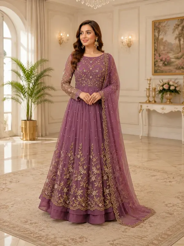 Nud Embroidered Anarkali Gown