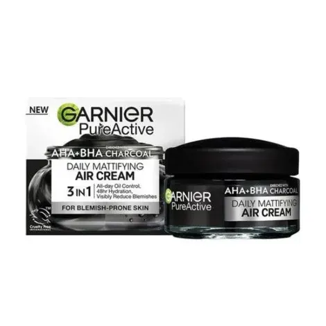 Garnier PureActive AHA + BHA Charcoal Daily Mattifying 3 in1 Air Cream 50ml — GARNIER moisturiser