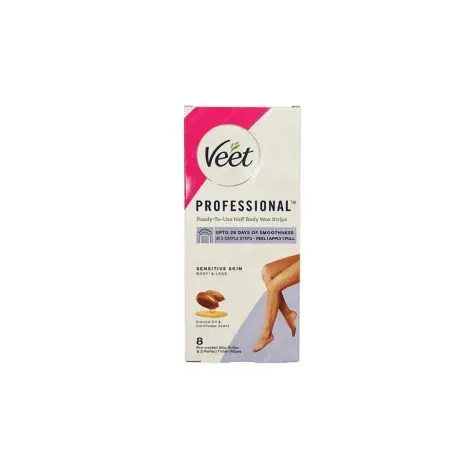 Veet Professional Almond Oil & Cornflower Scent Sensitive Skin Wax 8 Strips — VEET skincare patch / strip