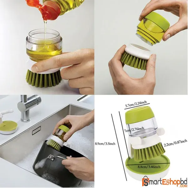 Dish Brush with Liquid Washing Soap Dispenser