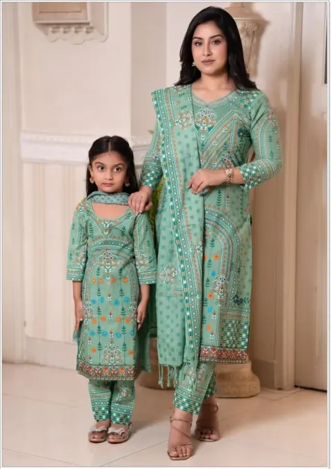 Mom & Daughter Matching Premium Cotton Three Piece Set - Shopemart