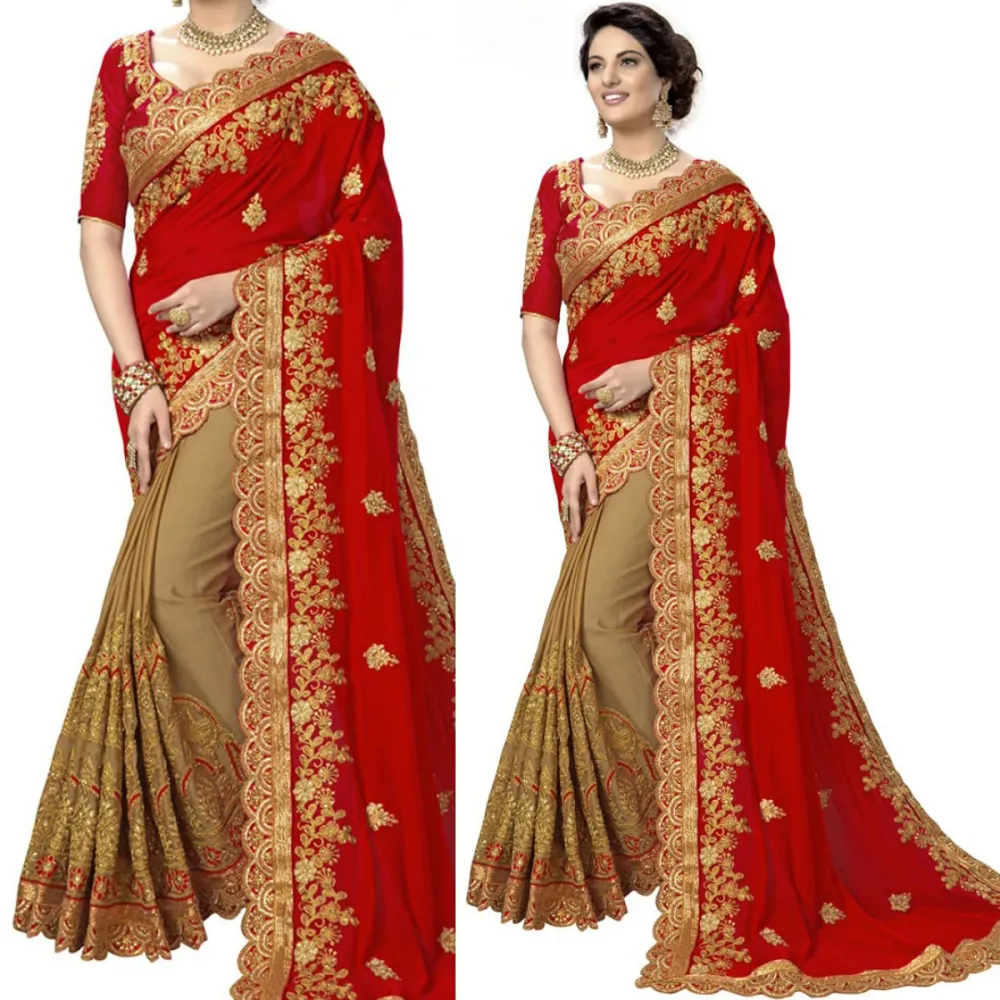 Georgette Embroidered Saree for Women s-4019 Rd