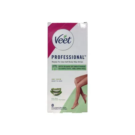 Veet Professional Aloe Vera & Green Tea Scent Dry Skin Wax 8 Strips — VEET skincare patch / strip