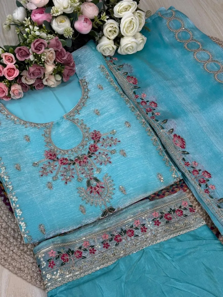 Premium Embroidered Jimmy Chu Georgette 4-Piece Set for Women - Shopemart 1
