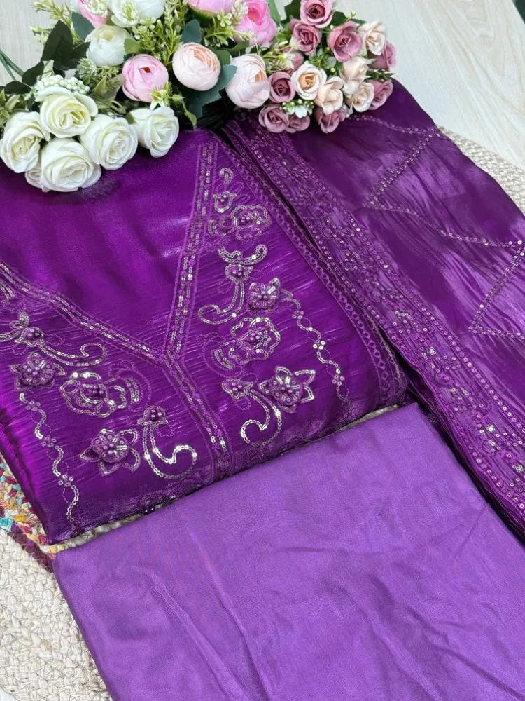 Premium Embroidered Jimmy Chu Georgette 4-Piece Set for Women - Shopemart 1