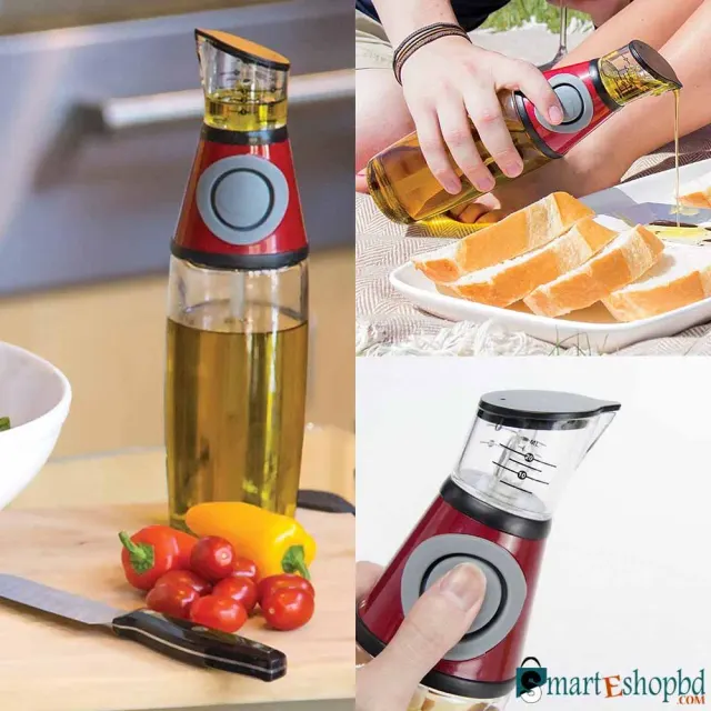 Press Measurable Condiment Glass Bottle