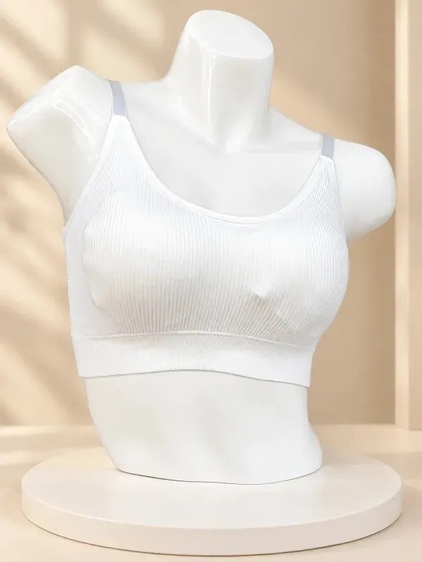 White Front Closure Full Coverage Wide Strap Comfort Bra