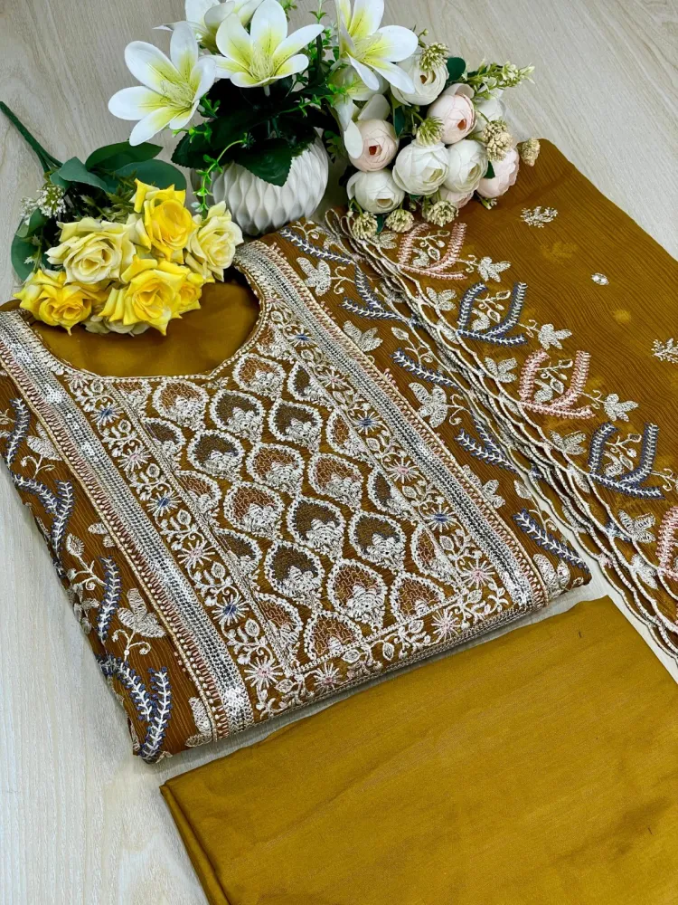 Premium Embroidered Shiffon Georgette 4-Piece For Women - Shopemart 1