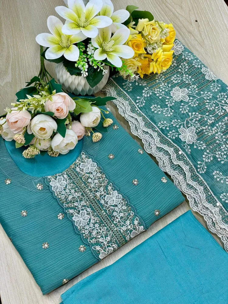 Premium Embroidered Shiffon Georgette 4-Piece For Women - Shopemart 1